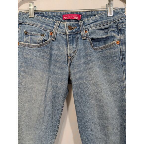 Levis 524 Too Superlow Skinny Bootcut Jeans Light Wash Women Size 3 Stretch - Picture 3 of 8